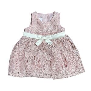 Bonnie Baby Baby Girl Blush Lace Dress Size 6-9 Months